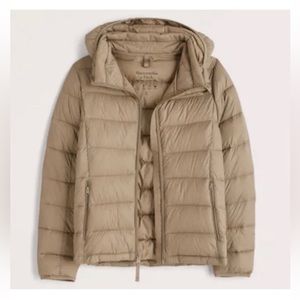 Abercrombie Lightweight Packable Puffer Jacket - Tan